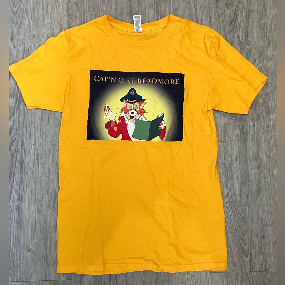 Yellow Graphic T-Shirt with Cartoon Print
